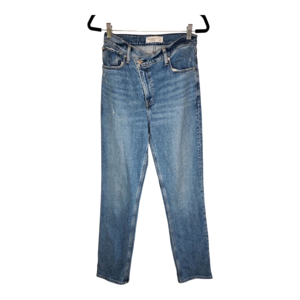 Abercrombie The 90's Straight Ultra High Rise Crossover Waist Jeans Size 27/4L